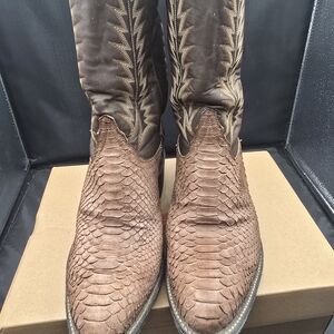Tony Lama Brown Textured Cowboy Boots